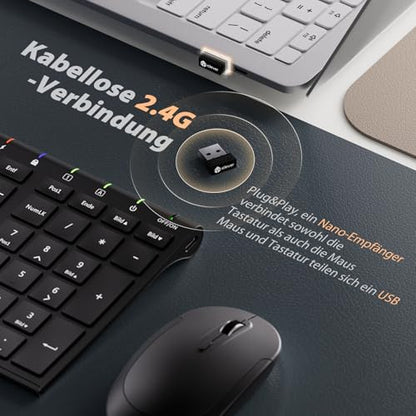iClever 2.4G alumínium vezeték nélküli billentyűzet és egér szett fekete