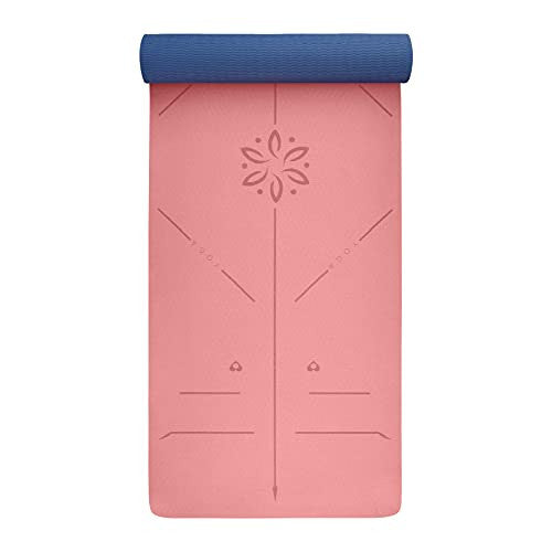 YOGATI jógaszőnyeg igazító vonalakkal hordozószíjjal, környezetbarát, csúszásmentes