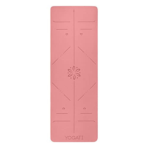 YOGATI jógaszőnyeg igazító vonalakkal hordozószíjjal, környezetbarát, csúszásmentes