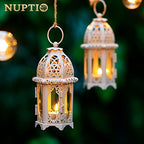 NUPTIO Ramadan lámpás dekorációk otthonra: fém üveg marokkói mécsestartó Eid 2