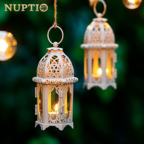 NUPTIO Ramadan lámpás dekorációk otthonra: fém üveg marokkói mécsestartó Eid 2