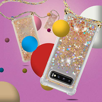 YuhooTech Samsung Galaxy S10 Plus tok csillámos szilikon, nyakpánttal