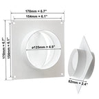 Átmérő 125 mm fali karima visszacsapó szeleppel, kerek szellőzőcső