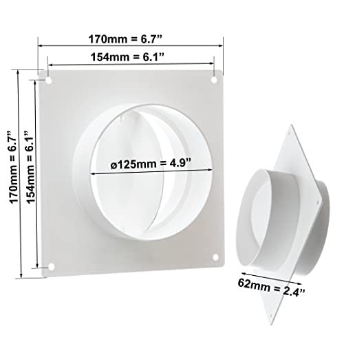 Átmérő 125 mm fali karima visszacsapó szeleppel, kerek szellőzőcső