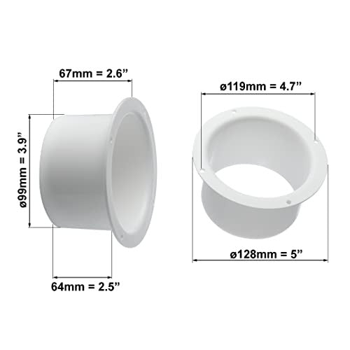 100 mm / 4 hüvelykes egyenes csőcsatlakozó - fali karima - kerek PVC csövezés -