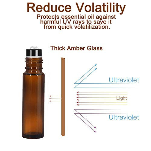 Yalbdopo illóolaj roller üveg 10ml újratölthető borostyán üveg fekete kupakkal 12