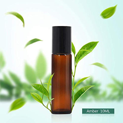 Yalbdopo illóolaj roller üveg 10ml újratölthető borostyán üveg fekete kupakkal 12