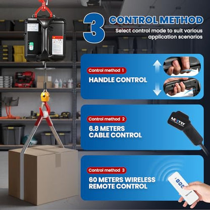 NEWTRY 3 az 1-ben elektromos emelő 1500W 500 kg, 7.6m, vezeték nélküli távirányító
