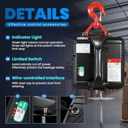 NEWTRY 3 az 1-ben elektromos emelő 1500W 500 kg, 7.6m, vezeték nélküli távirányító