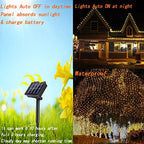 200 LED napelemes hálós fény, 3M x 2M tündérfényfüzér, 8 módos kültéri időjárásálló