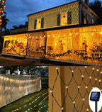 200 LED napelemes hálós fényfüzér, 3M x 2M, 8 mód, kültéri időjárásálló függönyfény