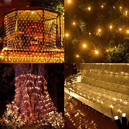 200 LED napelemes hálós fényfüzér, 3M x 2M, 8 mód, kültéri időjárásálló függönyfény
