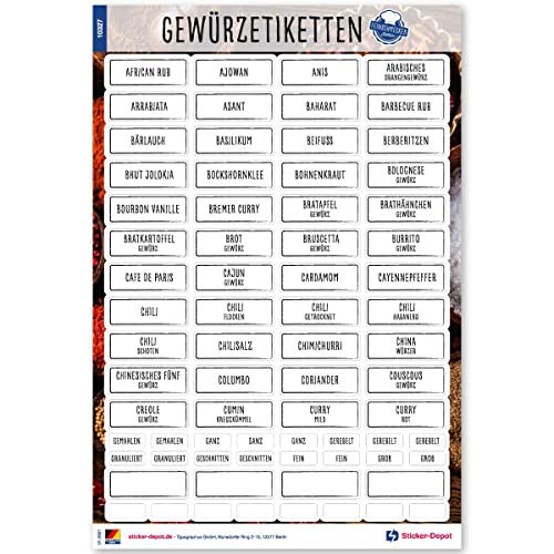 117 fűszer címke matrica - négyzet alakú - átlátszó - öntapadós - vízálló - fűszer
