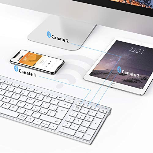 Bluetooth 5.1 billentyűzet fehér, olasz kiosztás