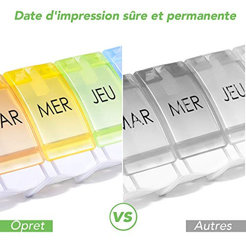 Opret 7 napos gyógyszeres doboz színes, francia nyelvű