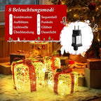 SALCAR 3 darabos LED dekorációs ajándékcsomag 20/14/10 cm, 8 mód, meleg fehér