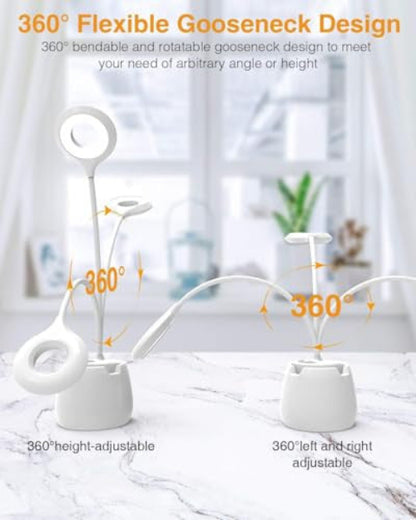 LED asztali lámpa éjszakai fénnyel, USB újratölthető olvasólámpa, 4 szemkímélő mód