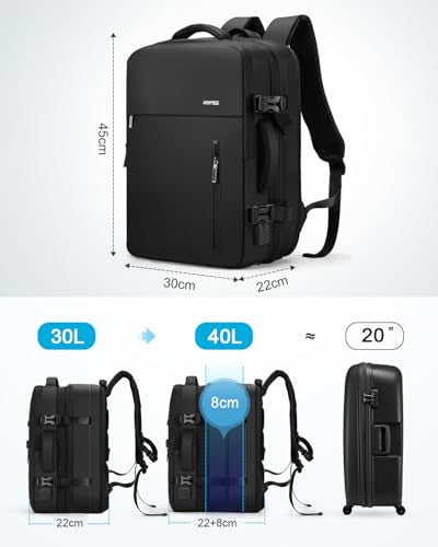 HOMIEE utazó hátizsák 30L-40L, vízálló, 15.6" laptop