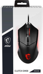 MSI Clutch GM08 vezetékes optikai gamer egér 4200 DPI, piros LED