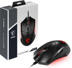MSI Clutch GM08 vezetékes optikai gamer egér 4200 DPI, piros LED