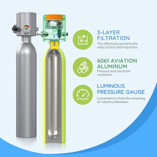 SMACO S300 Plus mini búvárpalack 0.5L kézi, újratölthető, 5-10 perc tartalék levegő