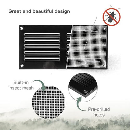 Vent Systems 20x10cm légbeömlő fedél - fekete - fém légbeömlő rács beépített
