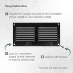 Vent Systems 20x10cm légbeömlő fedél - fekete - fém légbeömlő rács beépített