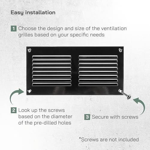 Vent Systems 20x10cm légbeömlő fedél - fekete - fém légbeömlő rács beépített