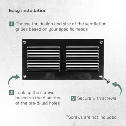 Vent Systems 20x10cm légbeömlő fedél - fekete - fém légbeömlő rács beépített