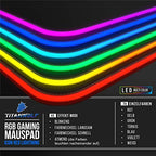 Titanwolf RGB gamer egérpad LED, 800x300 mm, XXL, 11 világítási mód, mosható, fekete