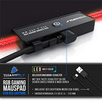 Titanwolf RGB gamer egérpad LED, 800x300 mm, XXL, 11 világítási mód, mosható, fekete