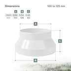 Vent Systems csőszűkítő adapter 100 mm - 125 mm