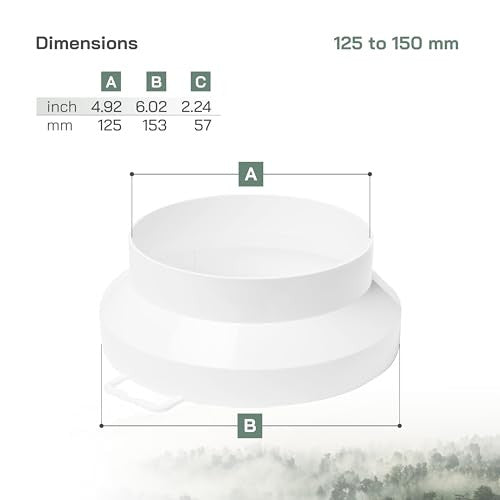 Vent Systems 125mm-150mm csatorna szűkítő adapter csatlakozó idom cső emelő szűkítő