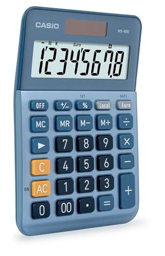 Casio MS-80E asztali számológép 8 számjegy, valuta átváltás, alumínium előlap, gyors