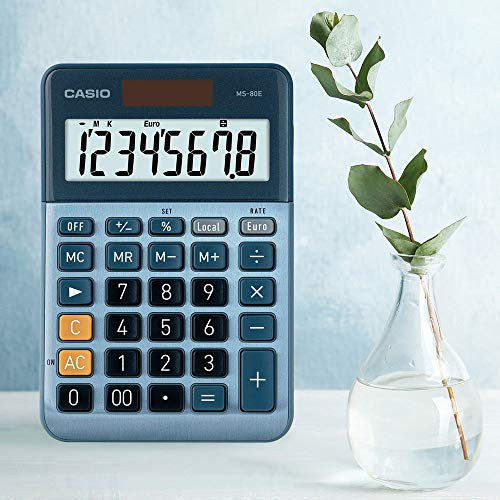 Casio MS-80E asztali számológép 8 számjegy, valuta átváltás, alumínium előlap, gyors