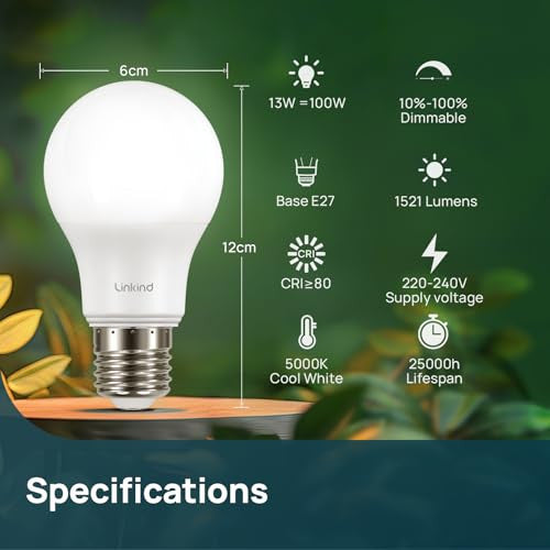 Linkind E27 LED izzó, 13W nappali fény, 5000K, 1521LM, 3 darabos