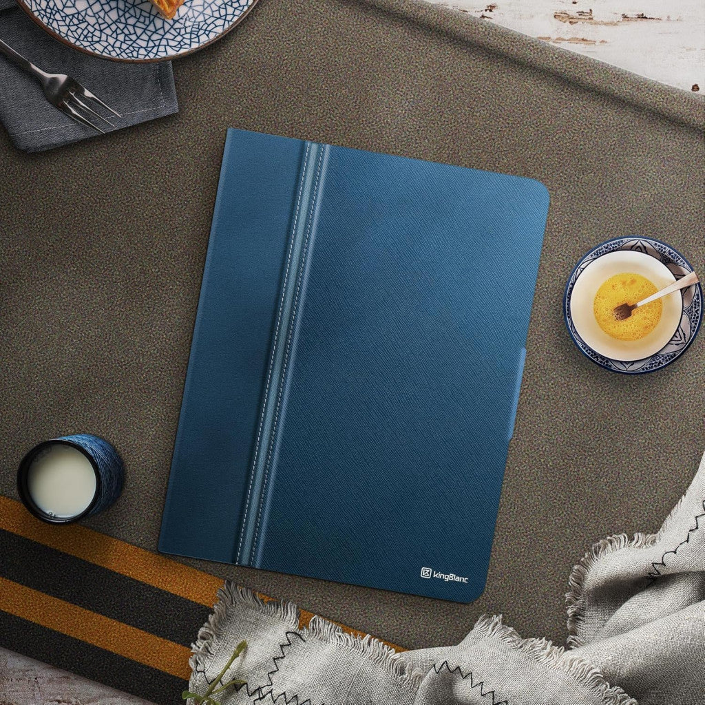 KingBlanc tok iPad Air 11" 2024 M2 tolltartó, vegán bőr (kék)