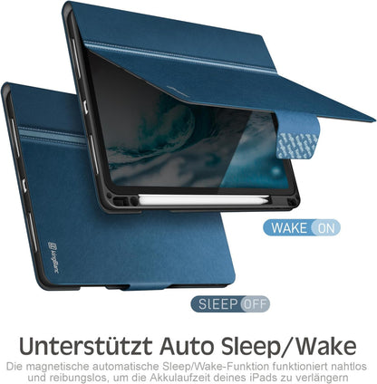 KingBlanc tok iPad Air 11" 2024 M2 tolltartó, vegán bőr (kék)