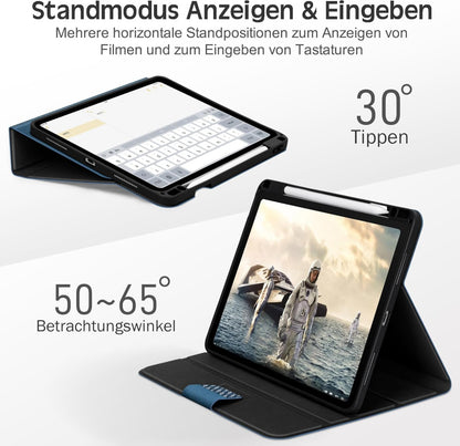 KingBlanc tok iPad Air 11" 2024 M2 tolltartó, vegán bőr (kék)