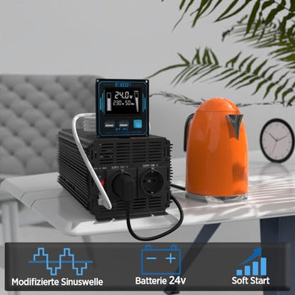 EDECOA 24v 220v átalakító teherautó 2000w inverter távirányítóval 2X USB kijelző