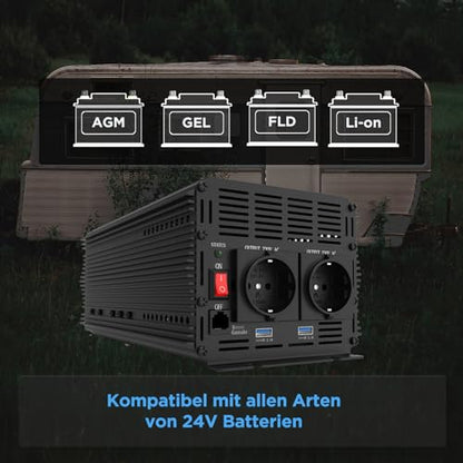 EDECOA 24v 220v átalakító teherautó 2000w inverter távirányítóval 2X USB kijelző