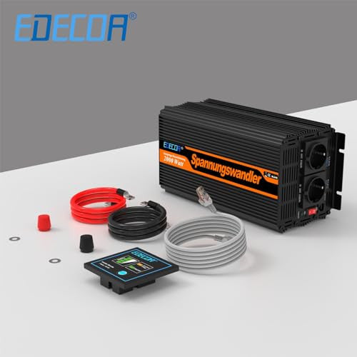 EDECOA 24v 220v átalakító teherautó 2000w inverter távirányítóval 2X USB kijelző
