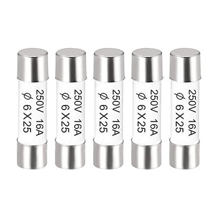 sourcing map 5 darabos kerámia biztosíték 16A, 6x25mm gyorskioldás, 250V