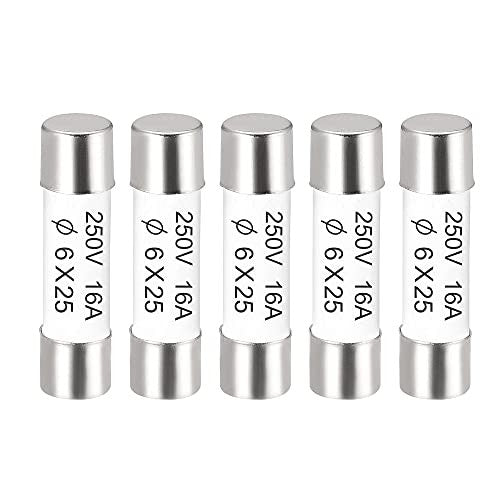 sourcing map 5 darabos kerámia biztosíték 16A, 6x25mm gyorskioldás, 250V