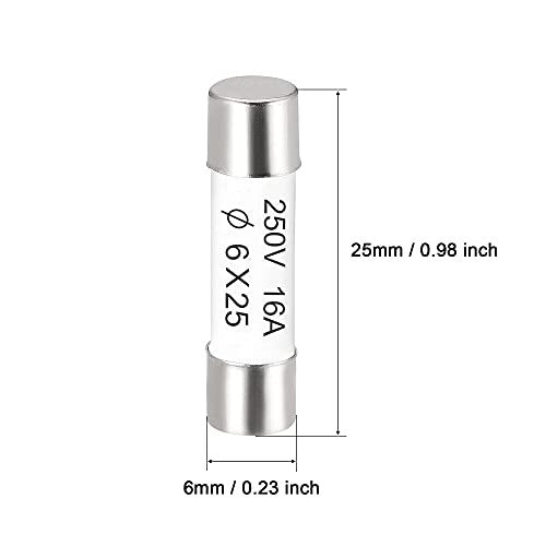 sourcing map 5 darabos kerámia biztosíték 16A, 6x25mm gyorskioldás, 250V