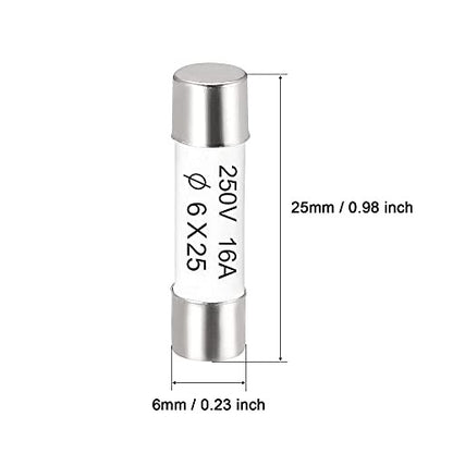 sourcing map 5 darabos kerámia biztosíték 16A, 6x25mm gyorskioldás, 250V