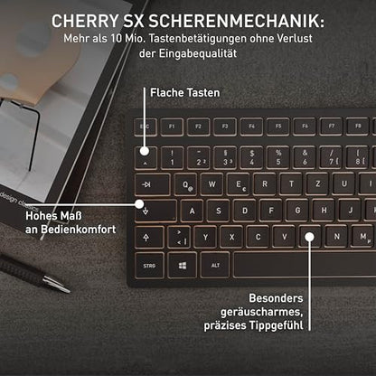 CHERRY DW 9100 SLIM, vezeték nélküli billentyűzet és egér szett, belga kiosztás