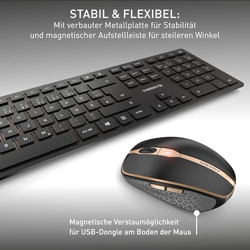 CHERRY DW 9100 SLIM, vezeték nélküli billentyűzet és egér szett, belga kiosztás