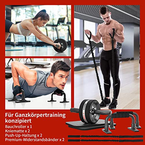 EnterSports hasizom edző, 6 az 1-ben fitnesz szalaggal, fekvőtámasz, térdvédő