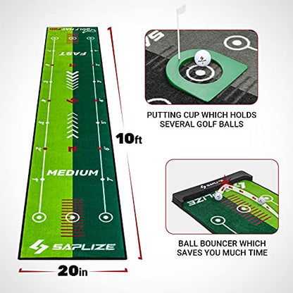 SAPLIZE kétsebességes golf gyakorlószőnyeg putting iránytükörrel, 20 hüvelyk
